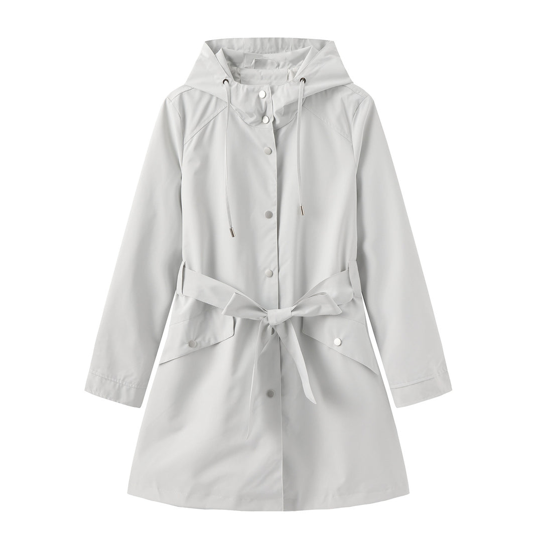Damen modische Outdoorjacke mit Gürtel und Kapuze Drune