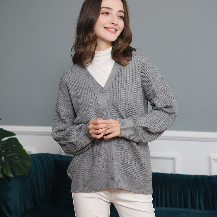 Damen Strickjacke mit strukturiertem Muster und praktischen Knopfdetails Drune