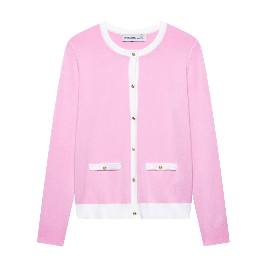 Damen elegante Strickjacke mit dekorativen Knöpfen und Taschen Drune