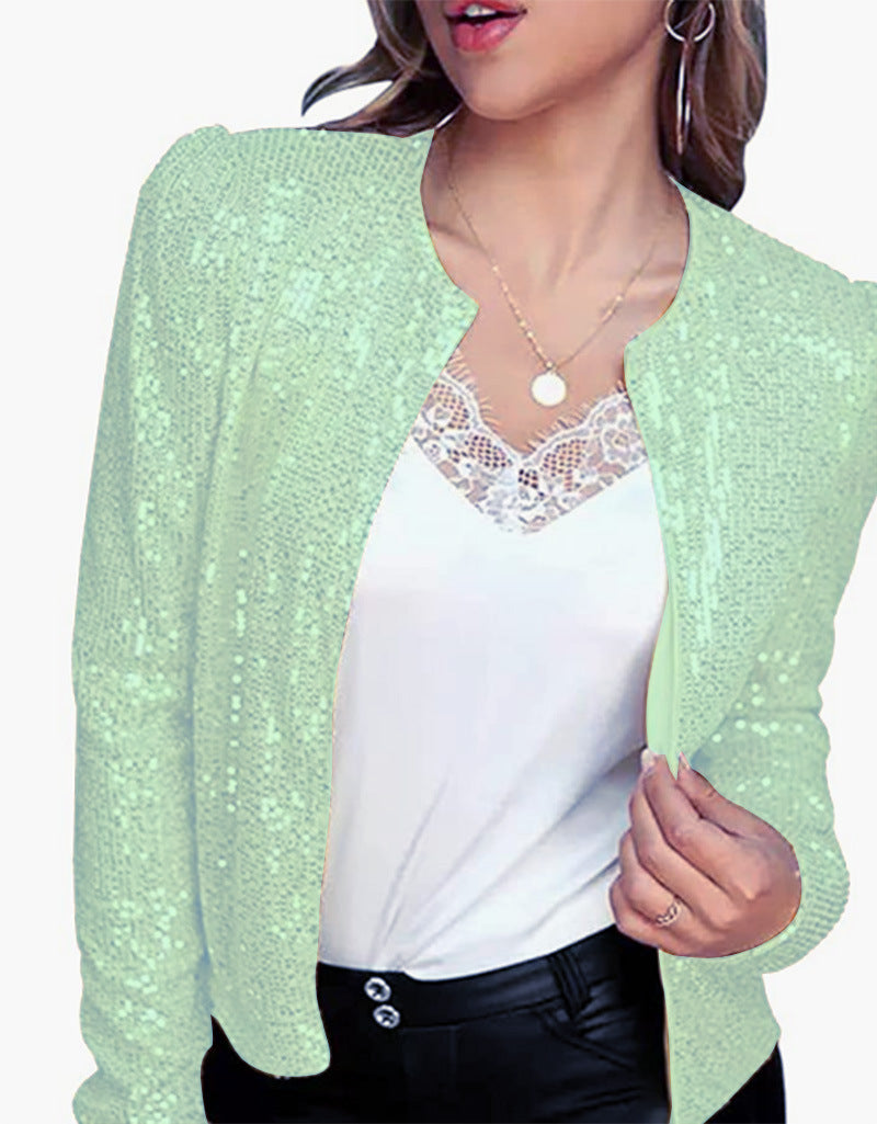 Damen Glamouröser Paillettenjacke mit schimmerndem Effekt und figurbetontem Schnitt Drune
