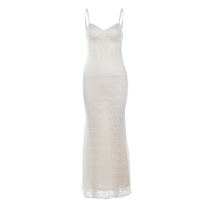 Damen Spitzenkleid mit zarten Spaghettiträgern und fließendem Schnitt Drune