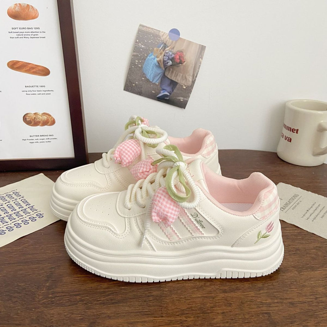 Damen Modische Sneakers mit verspielten Karomuster und komfortablen Schnürdetails Drune
