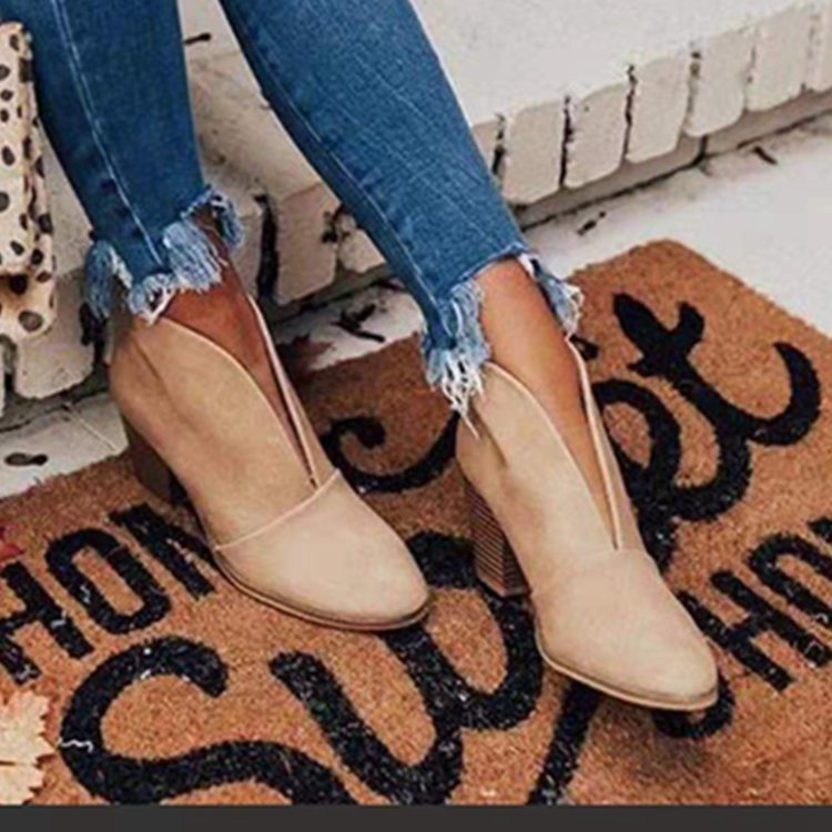 Damen High-Heel Stiefeletten mit elegantem Ausschnitt und modischem Blockabsatz Drune