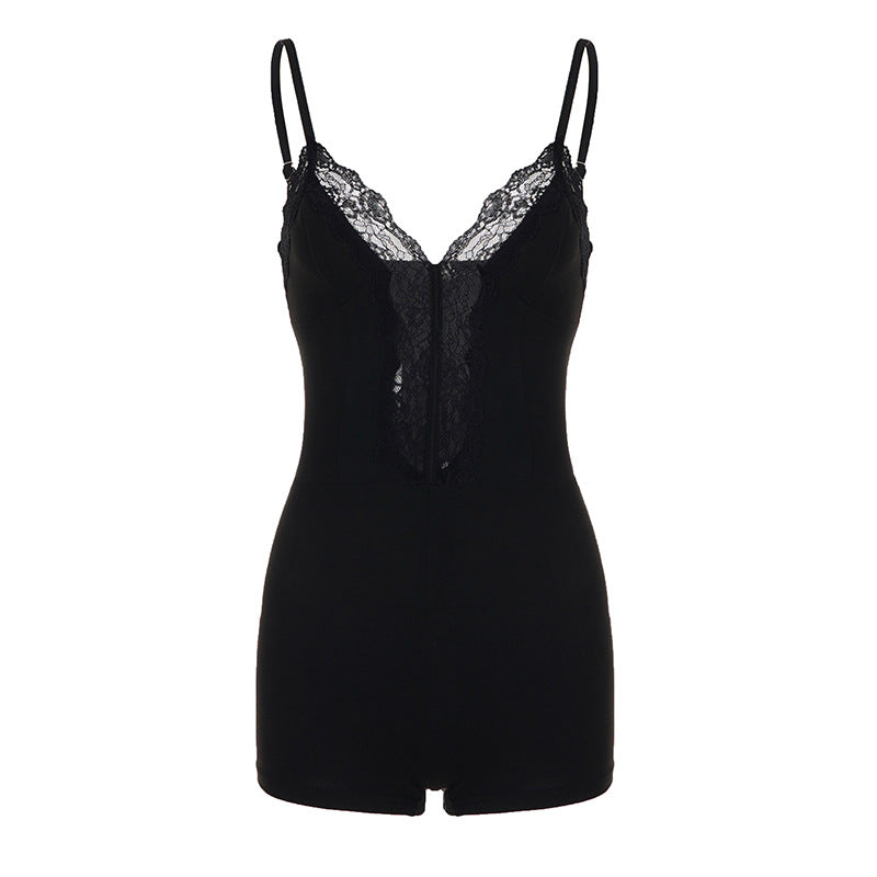 Damen Body mit Spitzendetails und enganliegendem Schnitt Drune