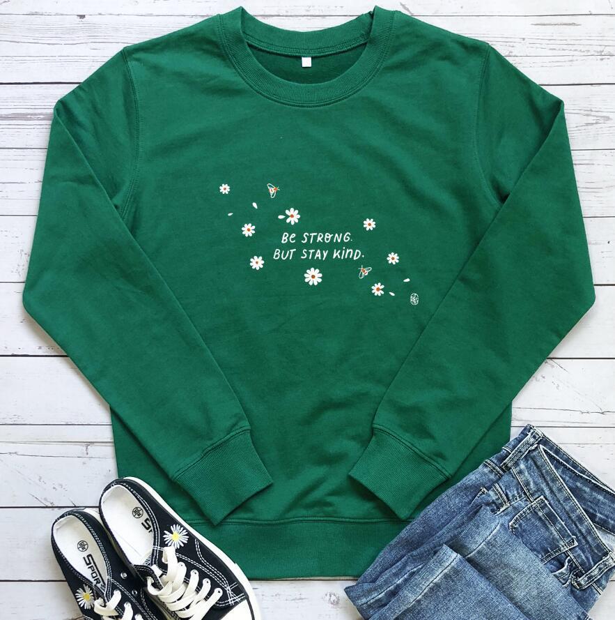 Damen Sweatshirt mit inspirierender Botschaft und floralem Design Drune