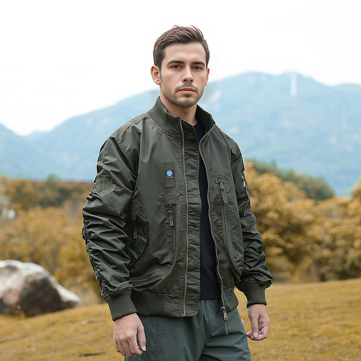 Herren nan robuste Bomberjacke mit winddichtem Nylon, utility-Taschen und elastischen Bündchen Drune