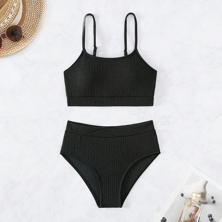 Damen Cropped Top und hochgeschnittene Bikinihose Drune