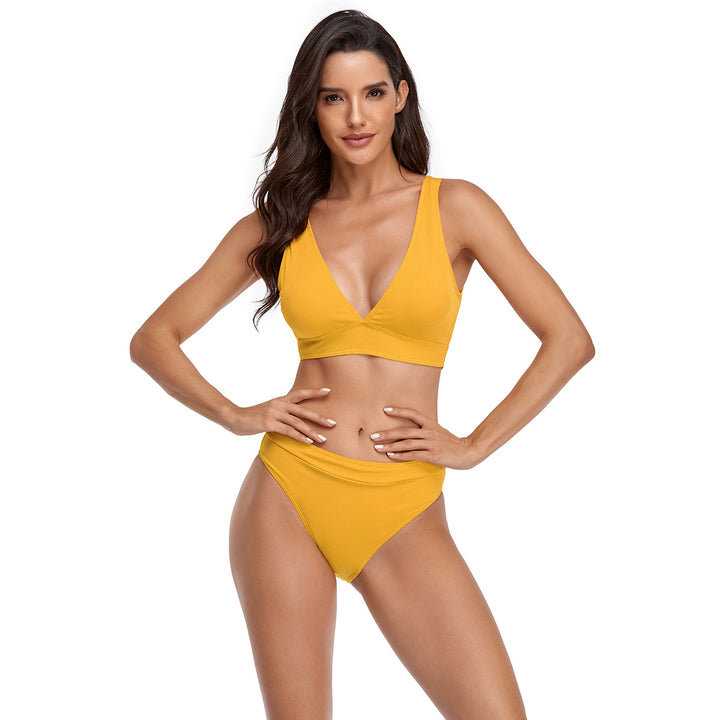 Damen Triangel-Bikini-Set mit modischem Schnitt und hohem Bund Drune