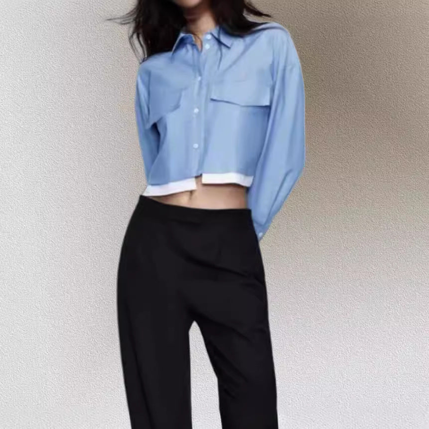 Damen Kurzarm-Bluse mit praktischen aufgesetzten Taschen Drune