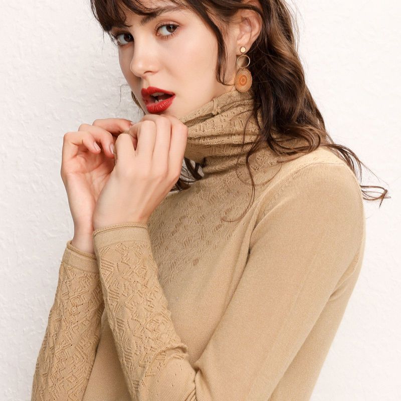 Damen Rollkragenpullover mit feinem Strukturmuster Drune