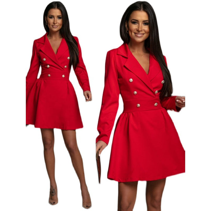 Damen Blazer-Kleid mit doppelter Knopfreihe und elegantem Rock Drune