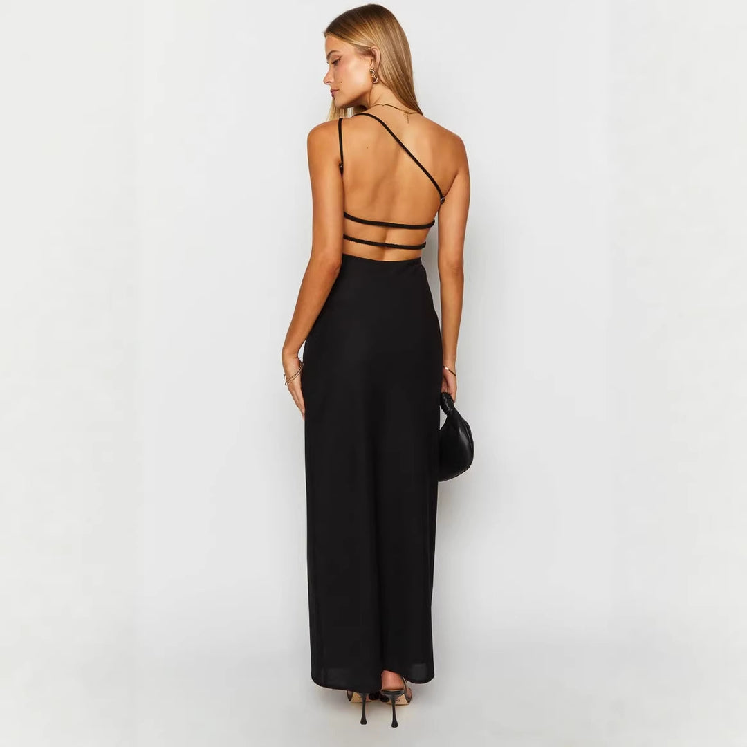 Damen Maxi-Kleid mit asymmetrischem Ausschnitt Drune