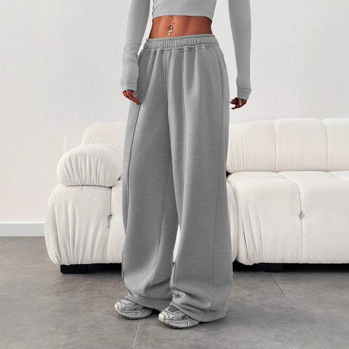 Damen nan enges Cropshirt und weite High-Waist Jogginghosen-Set Drune