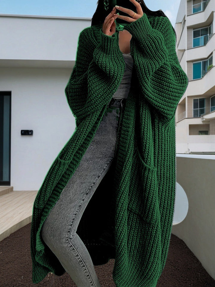 Damen Grobstrickmantel mit lässigen Taschen und offenem Design Drune