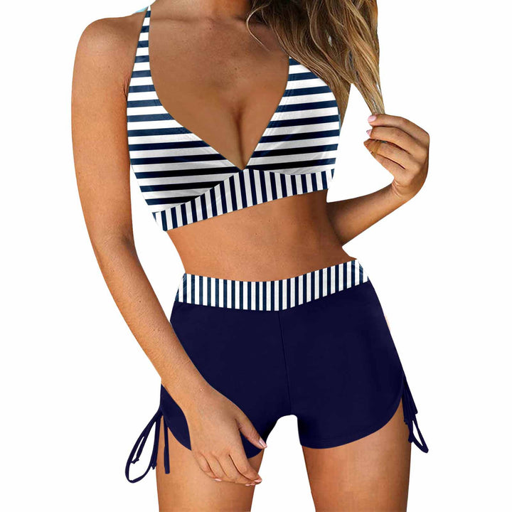 Damen Sportliches Bikini-Set mit modischem Hochbund und Seitenbindebändern Drune