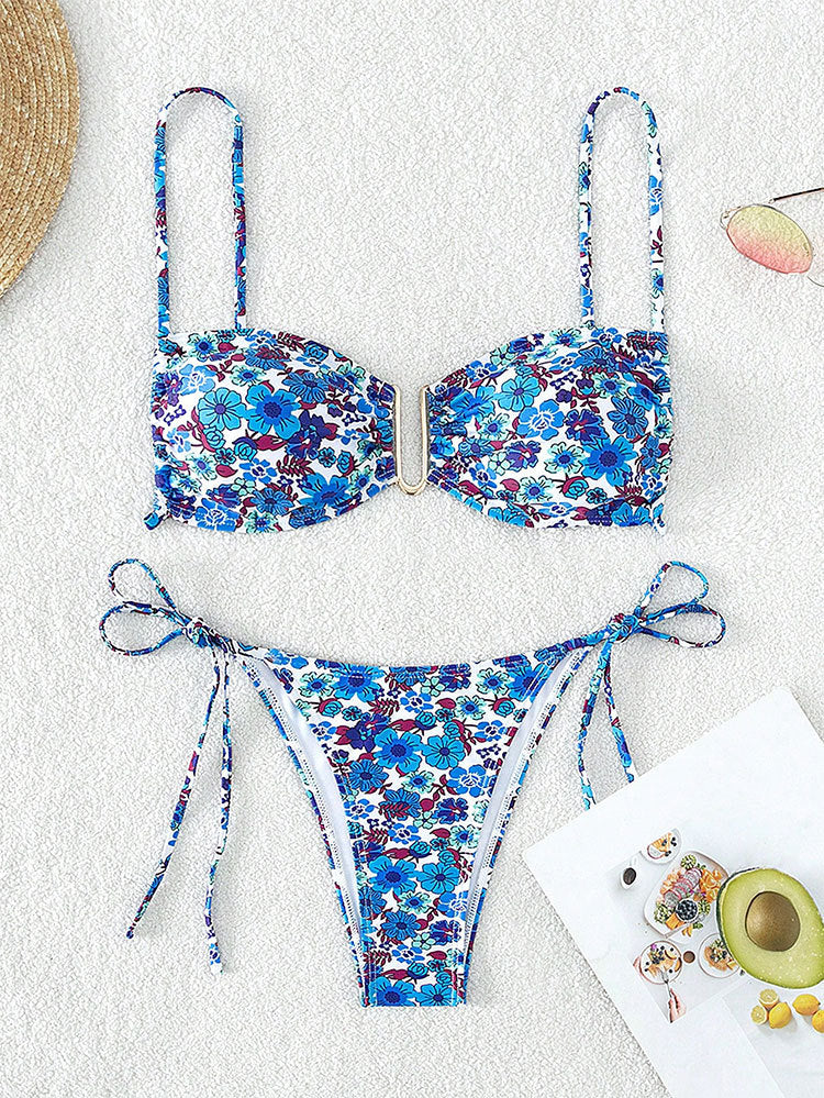 Damen Floral Push-Up-Bikini mit verstellbaren Trätern Drune