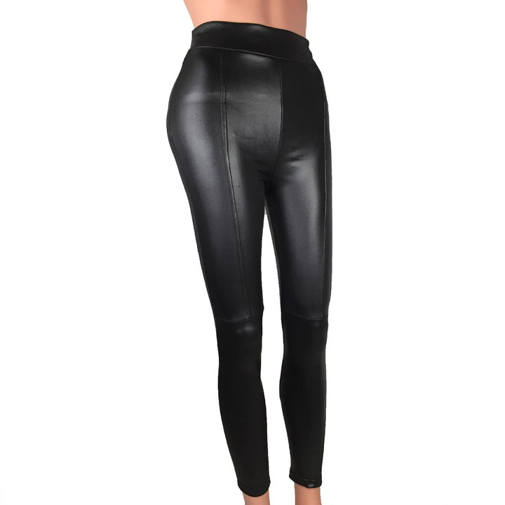 Damen Hochtaillierte Leggings aus hochwertigem Kunstleder mit nahtloser Verarbeitung Drune