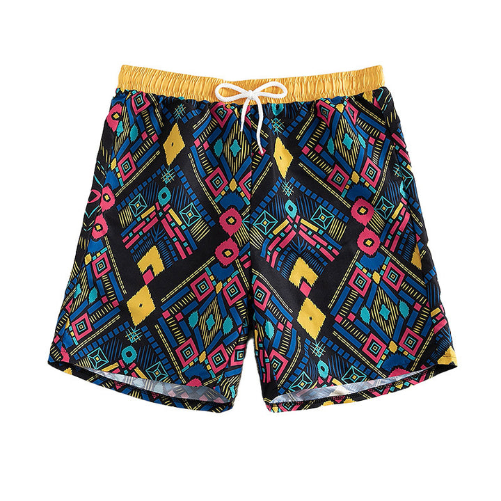 Damen Badeshorts mit elastischem Bund und farbigen geometrischen Mustern Drune