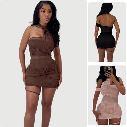 Damen Figurbetontes Wickelkleid mit asymmetrischem Design Drune