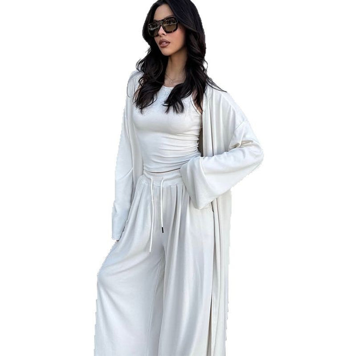 Damen Lässiges Freizeit-Ensemble mit offener Jacke Drune
