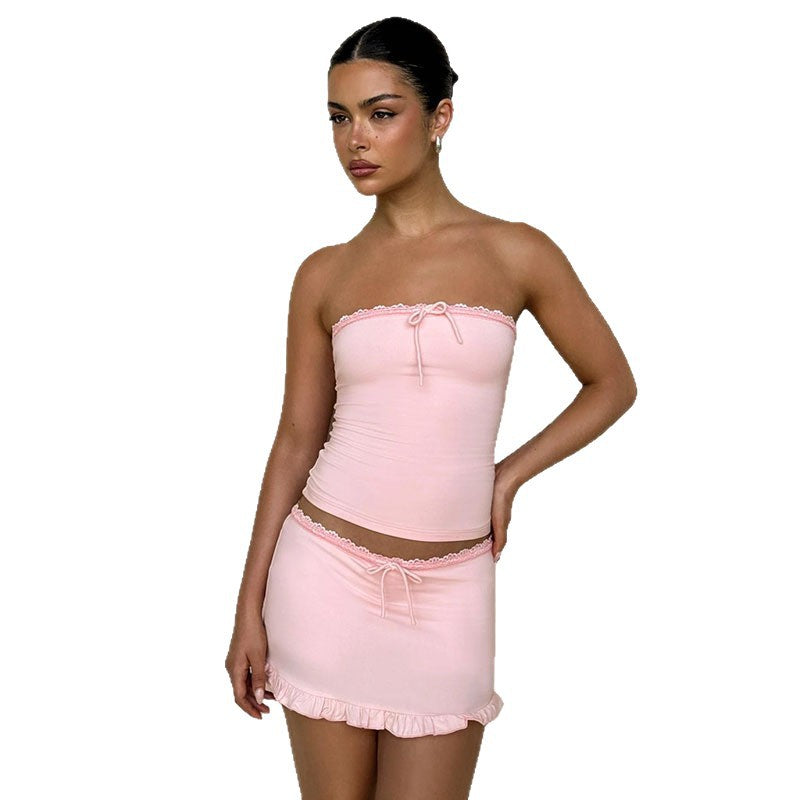 Damen Off-Shoulder Mini-Kleid mit Rüschendetails Drune