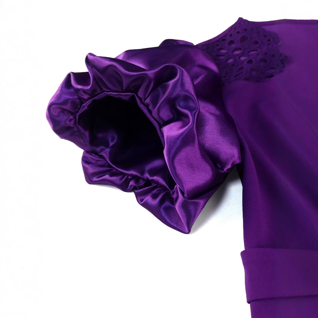 Damen Figurbetontes Cocktailkleid mit kreativem Rüschendesign und dekorativem Taillengürtel Drune