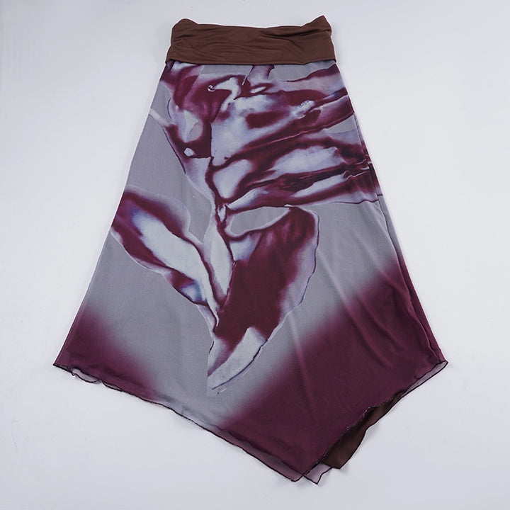 Damen Maxirock mit floralem Muster und elastischem Bund Drune