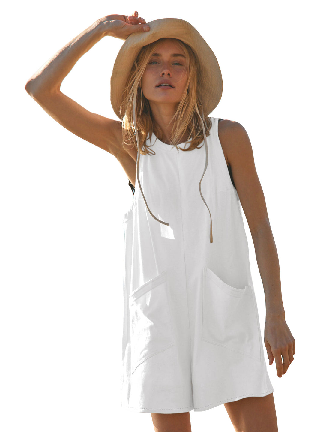 Damen lässiges Sommerkleid mit praktischen Taschen Drune