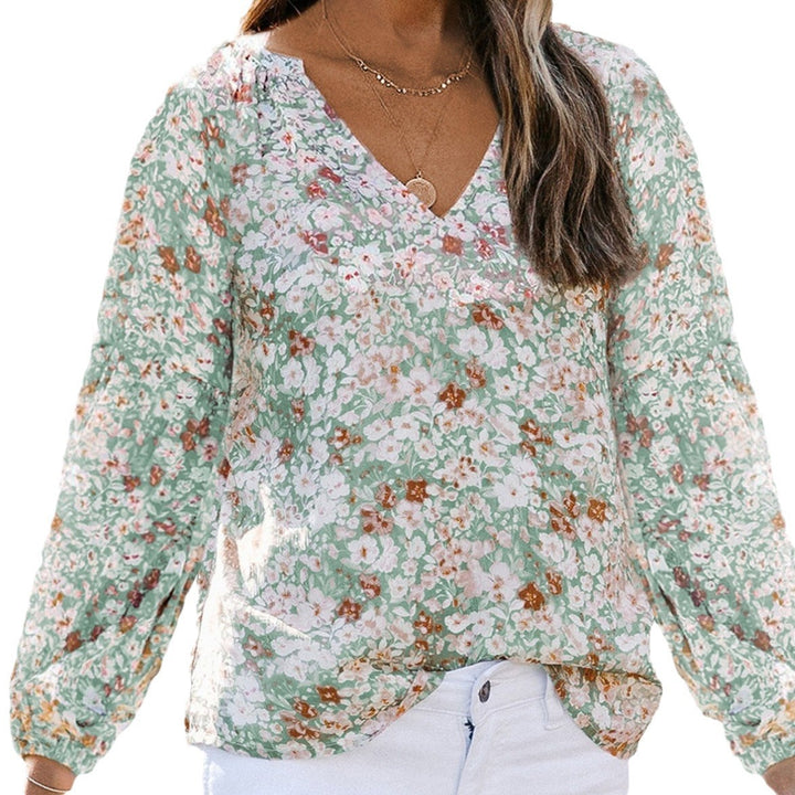 Damen Bluse mit floralen Mustern und luftigen Ärmeln Drune