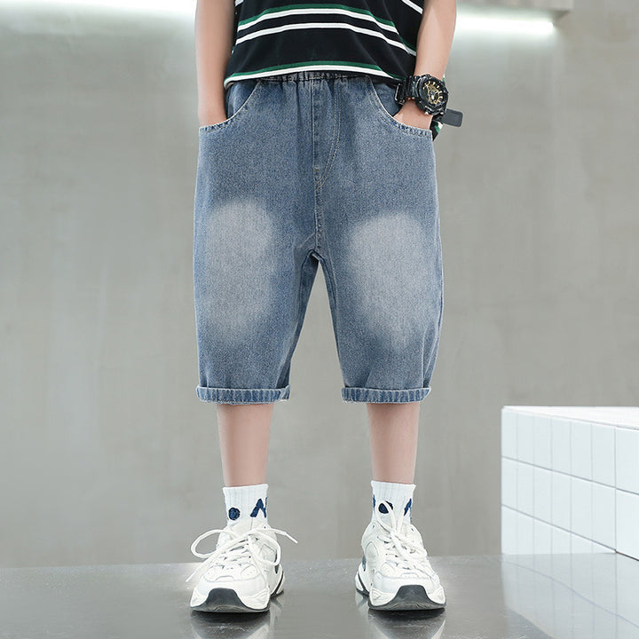 Jungen lässige Denim-Shorts mit kreativem Comic-Print Drune