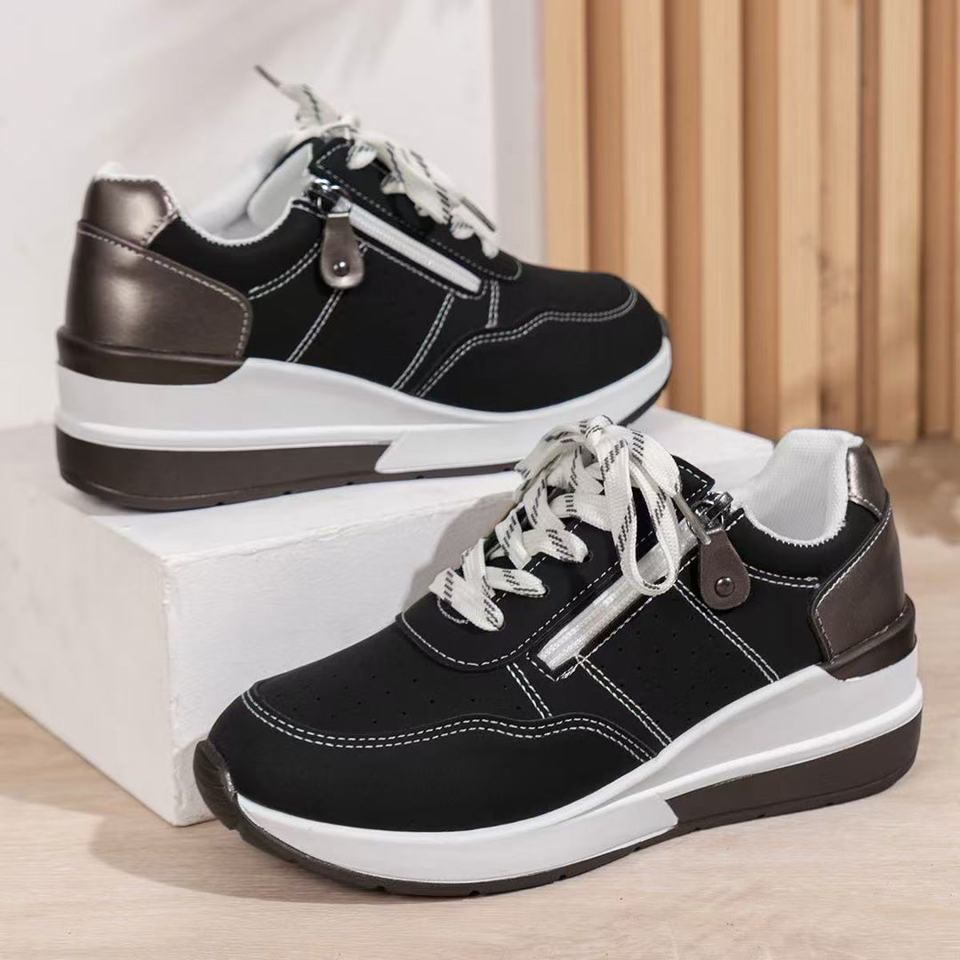 Damen Komfortable Sneakers mit modischem Reißverschluss und atmungsaktiver Sohle Drune