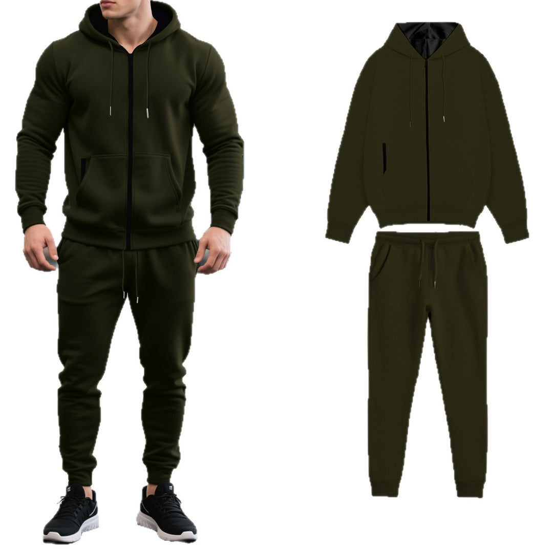 Herren nan zweiteiliges Performance Fleece Jogginganzug-Set mit Kapuzenjacke, verdecktem Reißverschluss und tapered Jogginghose Drune