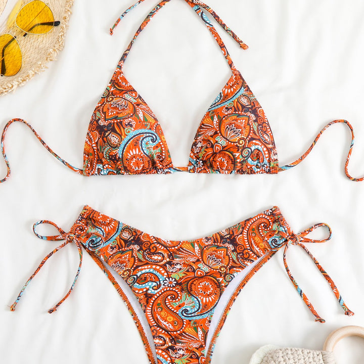 Damen Triangel-Bikini-Set mit verspieltem Paisley-Muster Drune