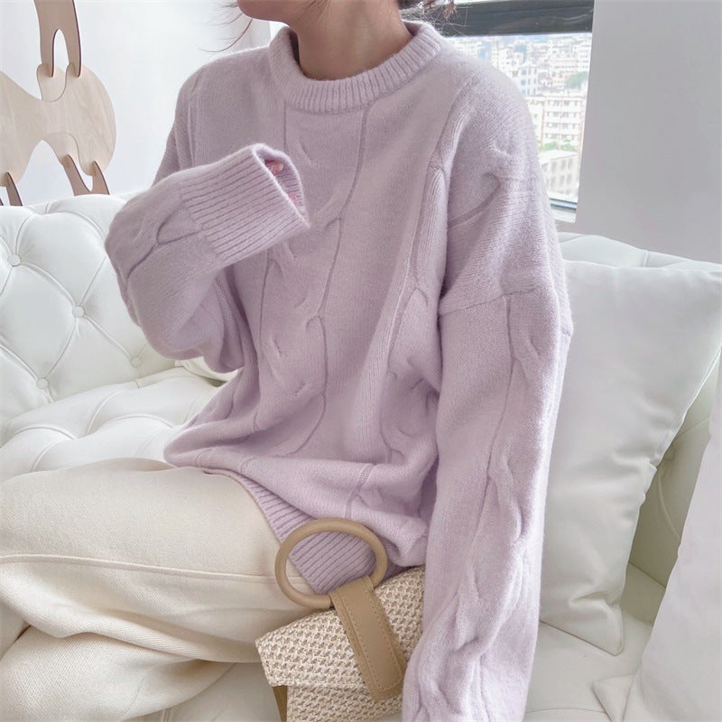 Damen Grobstrickpullover mit Rippstruktur und dekorativen Details Drune