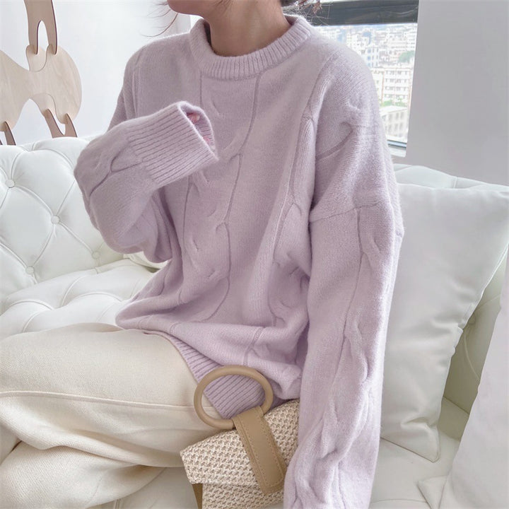 Damen Grobstrickpullover mit Rippstruktur und dekorativen Details Drune
