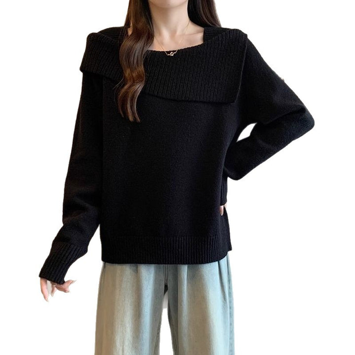 Damen modischer Pullover mit asymmetrischem Ausschnitt Drune