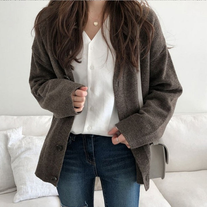 Damen Strickjacke mit weichem Material und überschnittenen Schultern Drune