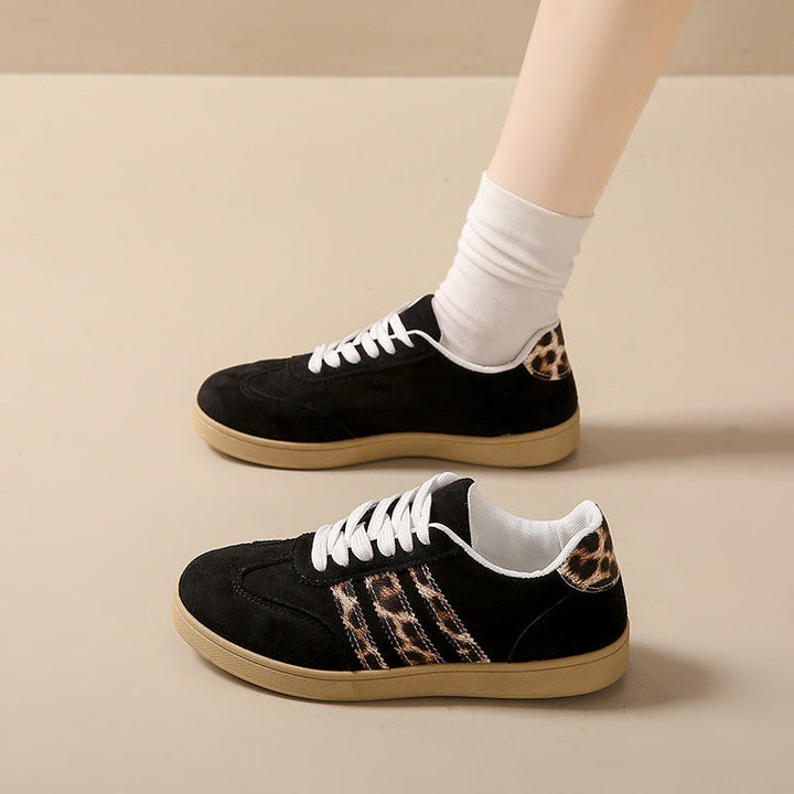 Damen Sneakers aus Wildleder mit modischem Leopardenmuster Drune