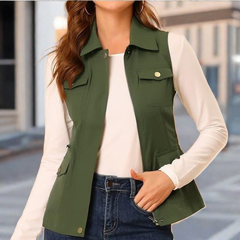 Damen stylische Weste mit praktischen Taschen Drune