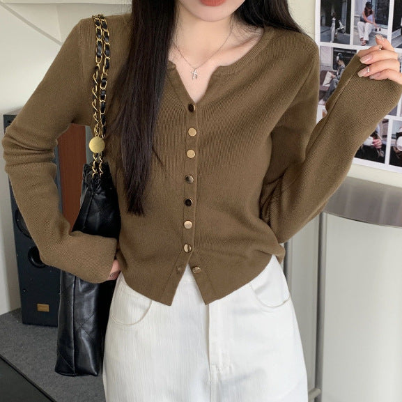 Damen Strickjacke mit perlmuttknöpfen Drune