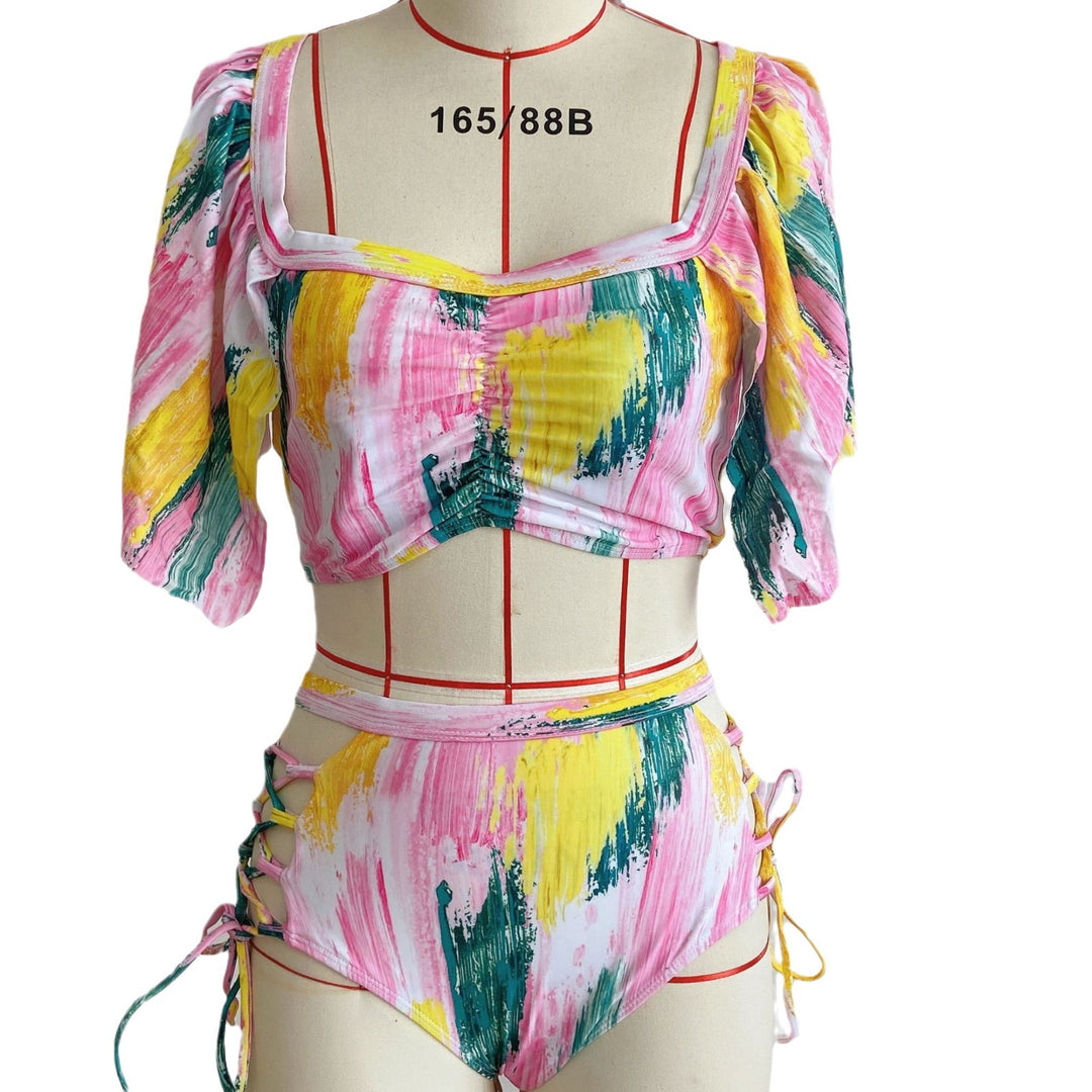 Damen Bikini-Set mit traumhaftem floralem Wickeldesign und hohem Beinausschnitt Drune