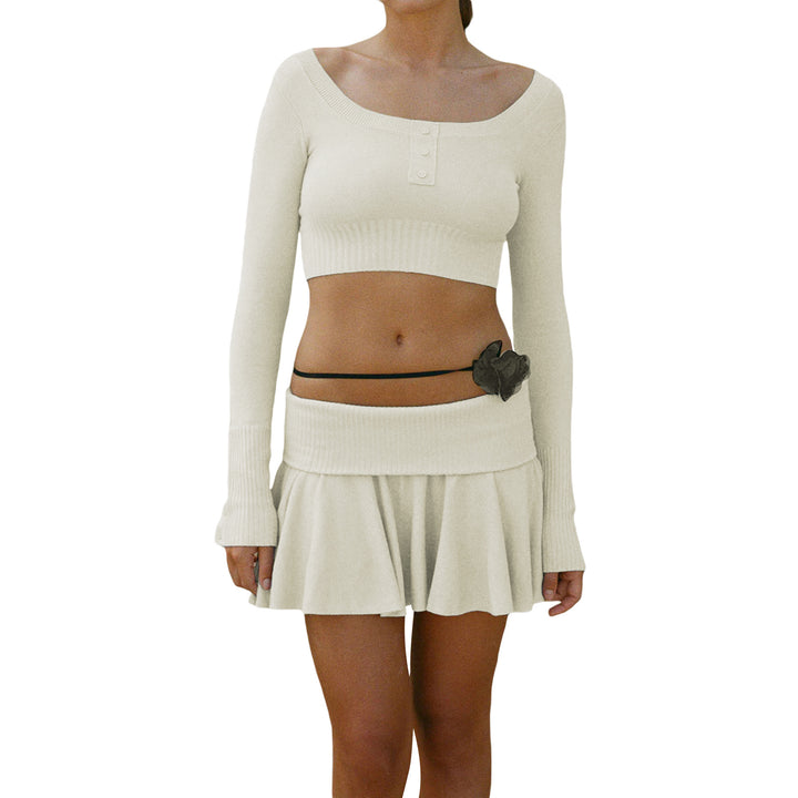 Damen Crop-Top und Rock Set mit raffiniertem Bund Drune
