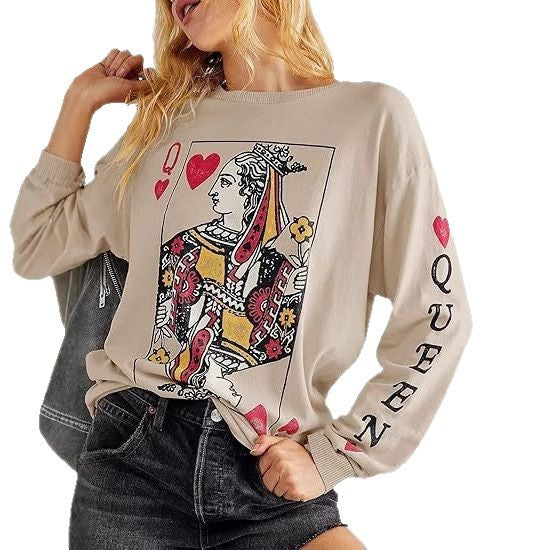 Damen Langarmshirt mit königlichem Motiv Drune