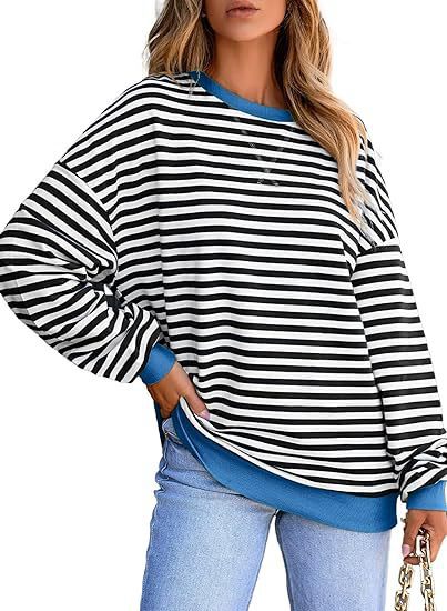 Damen lässiger Sweater mit breiten Streifen Drune