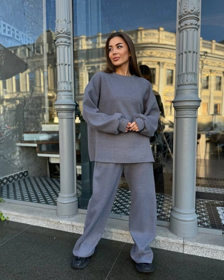 Damen Lässiges und gemütliches Fleece-Outfit mit weitem Schnitt Drune