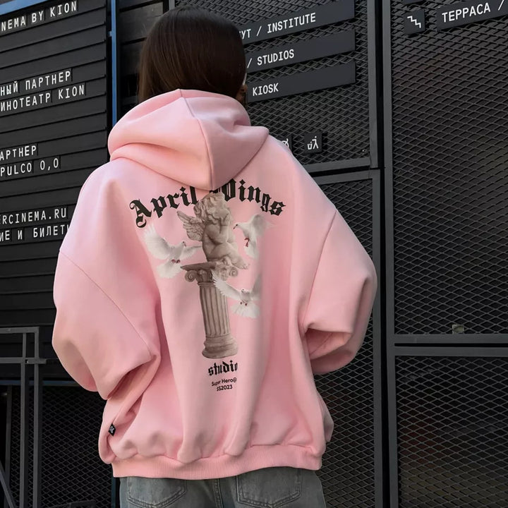 Damen Oversized Hoodie mit kunstvollem Druck Drune