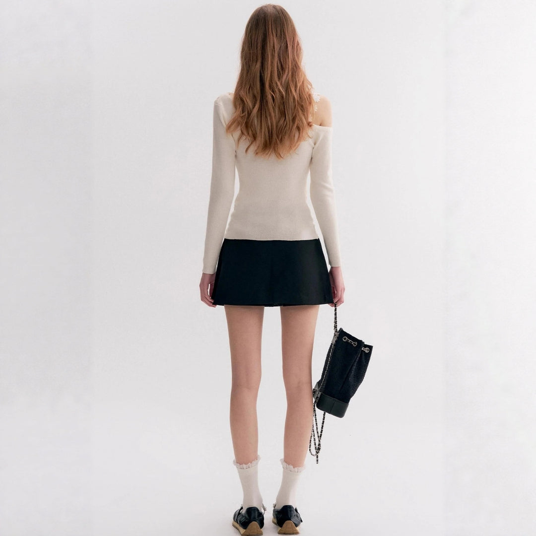 Damen Elegantes Oberteil mit transparentem Spitzenbesatz Drune