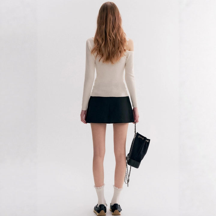 Damen Elegantes Oberteil mit transparentem Spitzenbesatz Drune