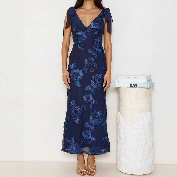 Damen Maxikleid mit floralem Spitzenmuster Drune