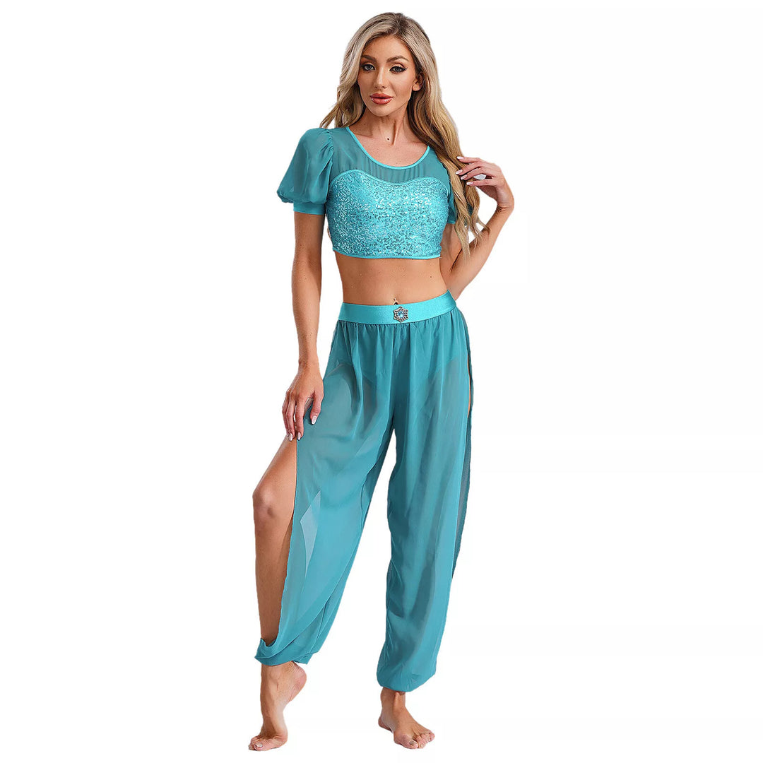 Damen Crop-Top und transparente Hose Set Drune